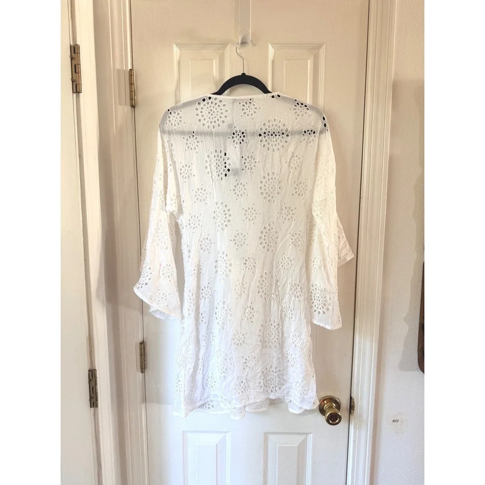 ViX Paula Hermanny Perola Eyelet Swim Cover-Up Off White Size Medium NEW
